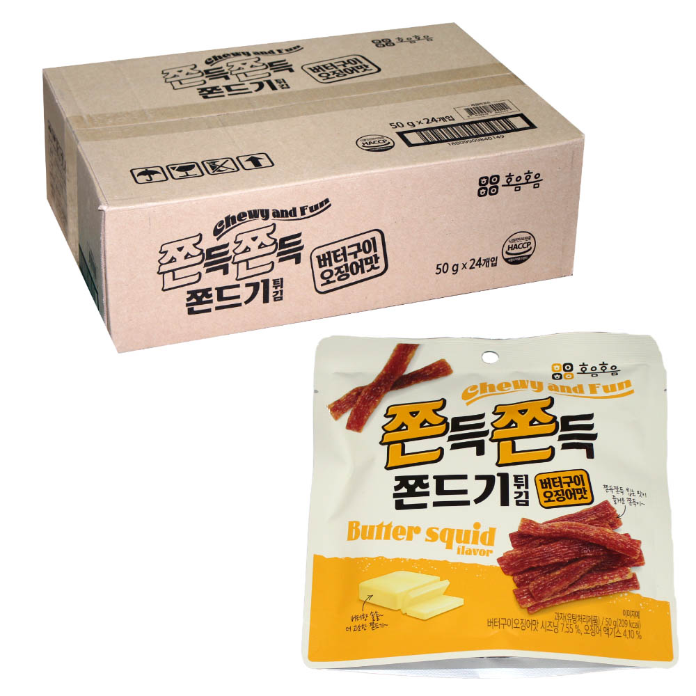 쫀득쫀득 쫀드기 튀김 버터구이오징어맛 24개입