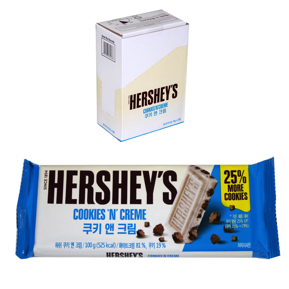 허쉬 초콜릿 - 쿠키앤크림 100g x 12개입